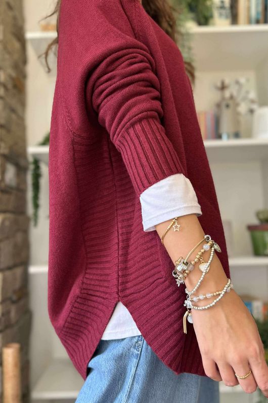 Charli Circle Knit Top Burgundy 